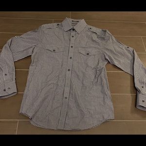 Express Men Modern Fit Button Down Top Gray Small